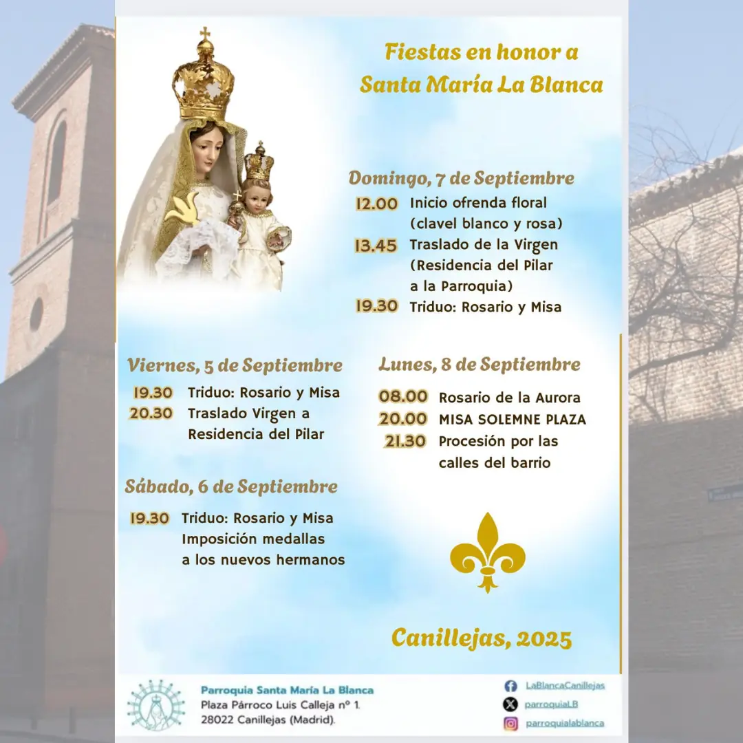 20250901 - REDES SOCIALES - Triduo Virgen Blanca